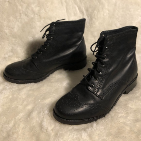 TOPSHOP Leather Lace Up Ankle Boots Size 9/39 - Picture 1 of 14